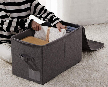 Extra große Aufbewahrungsbox für Decken und Bettwäsche, 60L, schwarz grau