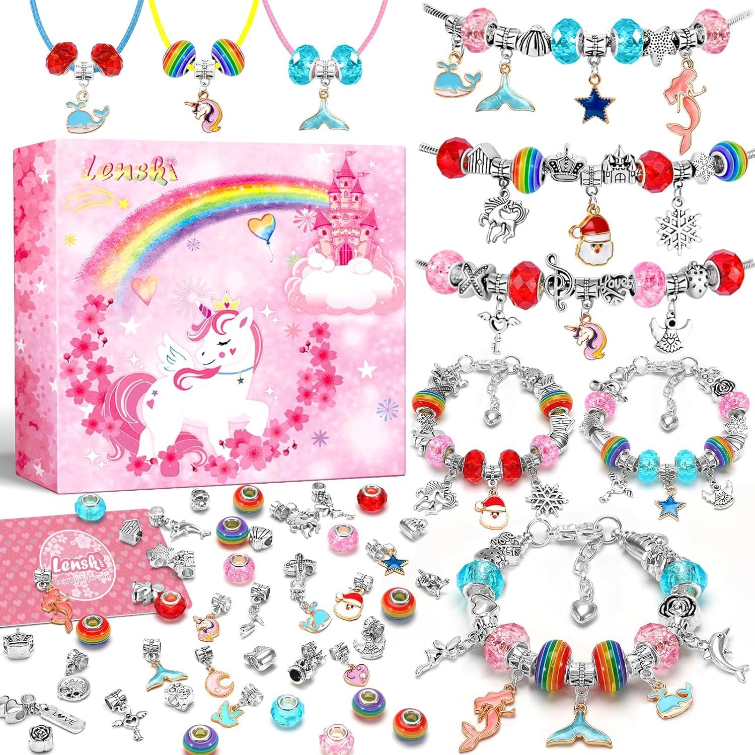 Lenski DIY Armband Bastelset für Mädchen inkl. Einhornbox, Perlen und