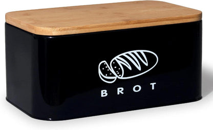 Brotkasten Bambus Deckel Metall Aufbewahrung Frischhalten 30cm 18cm