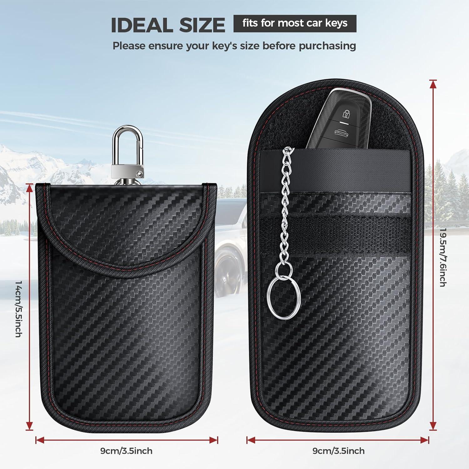 Keyless Go Schutz Autoschlüssel, Faraday Tasche Kohlefaser Leder