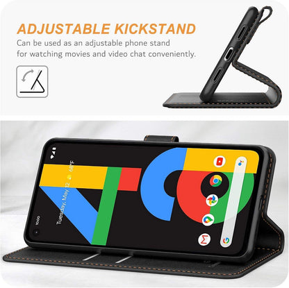 Ganbary Google Pixel 4A Hülle Premium Leder Tasche Schwarz