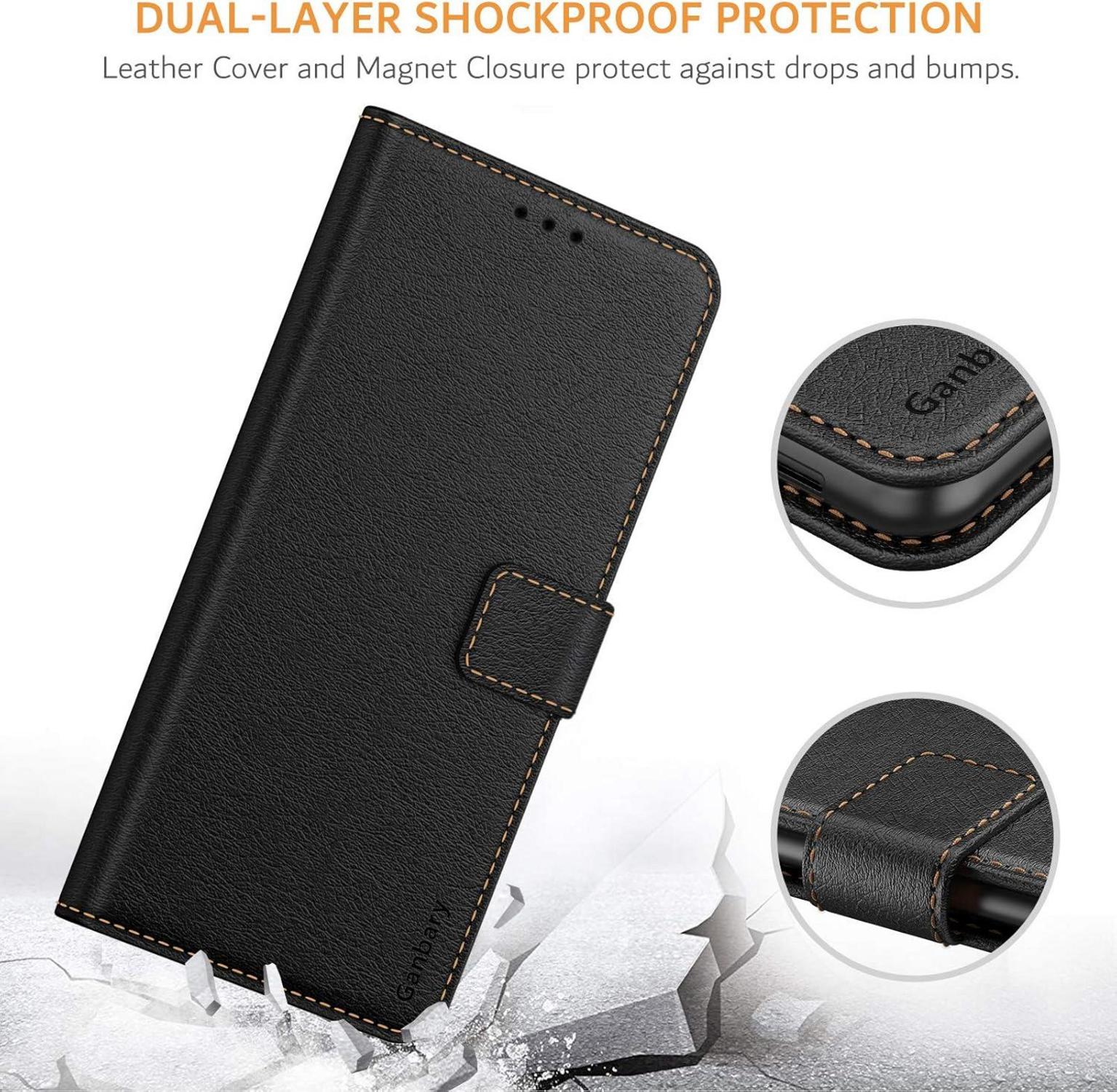 Handyhülle Google Pixel 4A Leder Tasche Flipcase Schwarz Magnetverschluss