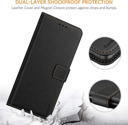 Handyhülle Google Pixel 4A Leder Tasche Flipcase Schwarz Magnetverschluss