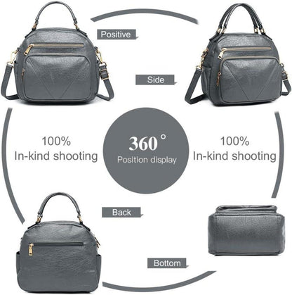 Damen Handtasche Crossbody Schultertasche Top Griff Bowler Stil Schwarz