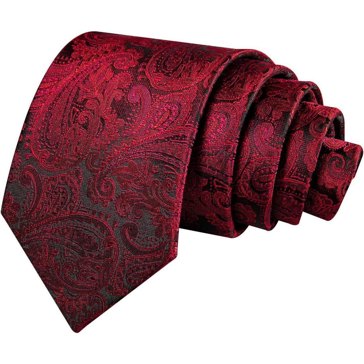 Herren Krawatten-Set Seide Paisley mit Einstecktuch & Manschettenknöpfen