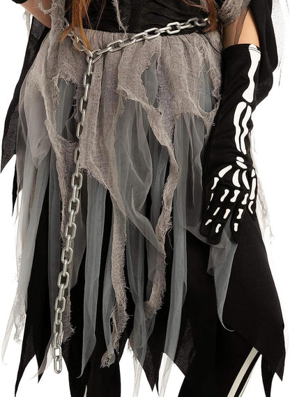 Spooktacular Creations Sensenmann Halloween Kostüm Mädchen Gruseliges Reaper Cosplay Outfit Halloween Party