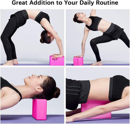 Yoga-Block-Set mit rutschfestem EVA-Schaum und Yoga-Gurt, Grau, 2 Stück