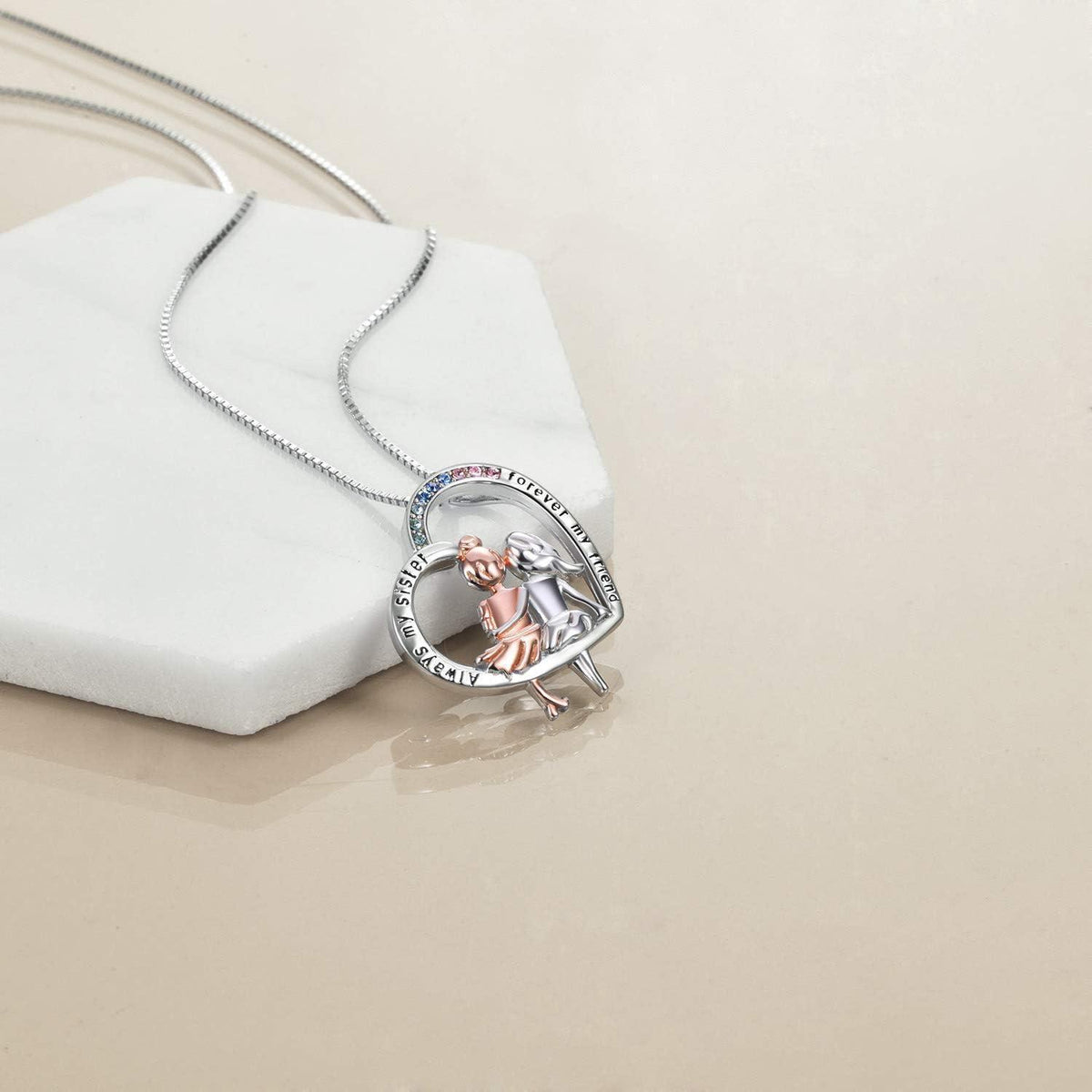 Schwestern Halskette Sterling Silber Infinity Herz Freundschaft Geschenk