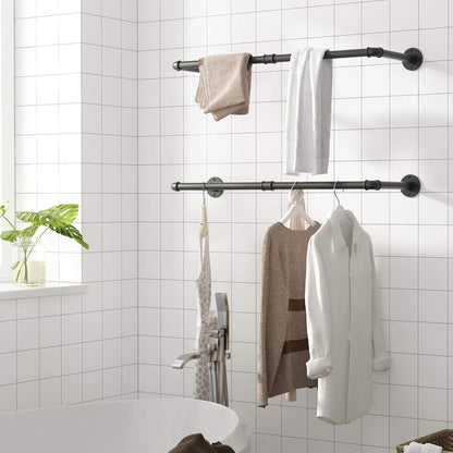 Industrierohr Kleiderstange Set | Wandmontage Platzsparend