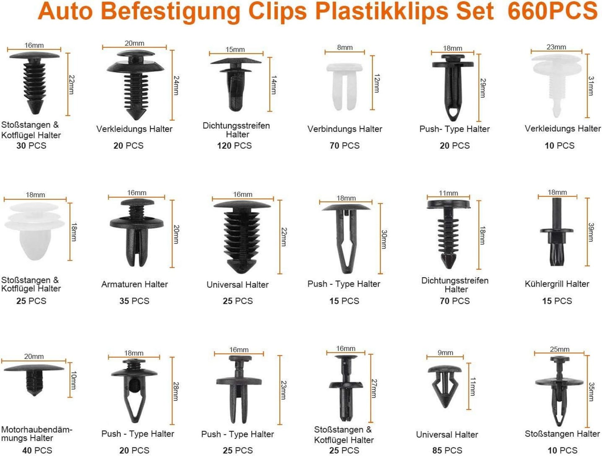 716-teiliges Kfz Auto Befestigung Clips Set mit Werkzeugen & Zubehör