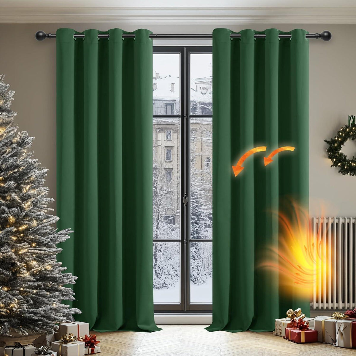 Verdunkelungsgardinen Set 240x135 cm, Waldgrün – Blickdicht & Lärmschutz