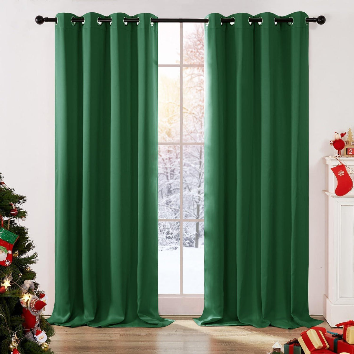 Verdunkelungsgardinen Set 240x135 cm, Waldgrün – Blickdicht & Lärmschutz