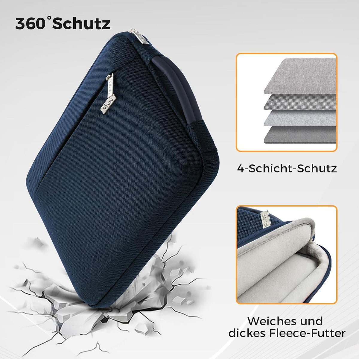 Voova Laptop Hülle 14 Zoll MacBook Air Case Schutz Wasserdicht Blau