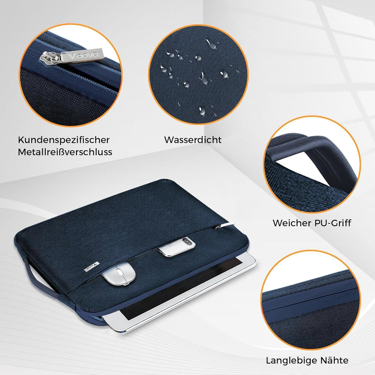 Voova Laptop Hülle 14 Zoll Laptoptasche MacBook Air Hülle Wasserdicht Blau