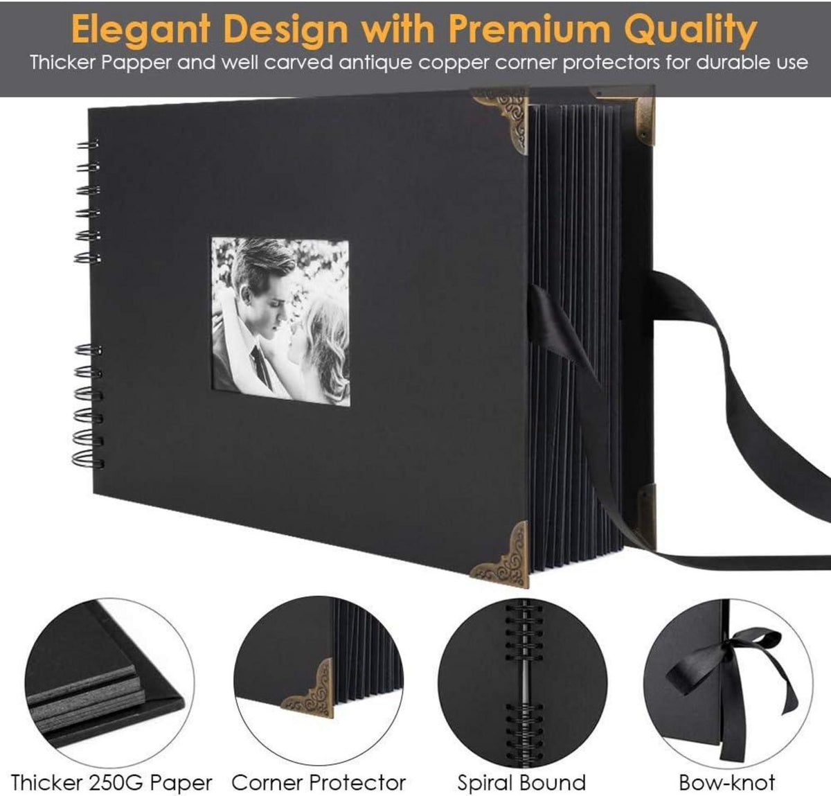 DIY Fotoalbum Scrapbook 80 Schwarze Seiten Fotobuch Einkleben
