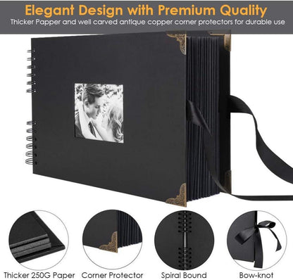 DIY Fotoalbum Scrapbook 80 Schwarze Seiten Fotobuch Einkleben