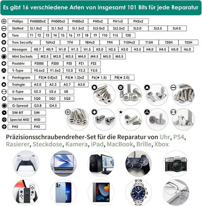 Professionelles 122-in-1 Mini Präzisions Werkzeug Set Torx T2 T5 T6 T8