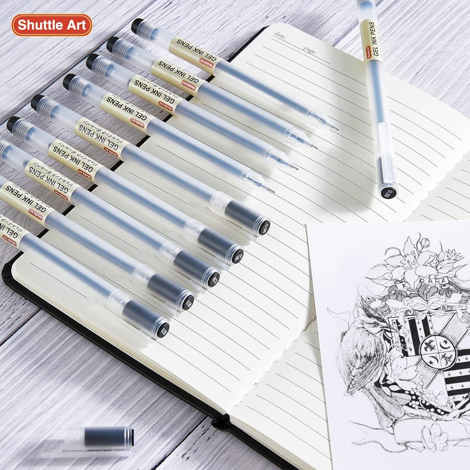 Schwarze Gelstifte 15er Set Shuttle Art, 0,38mm ultrafeine