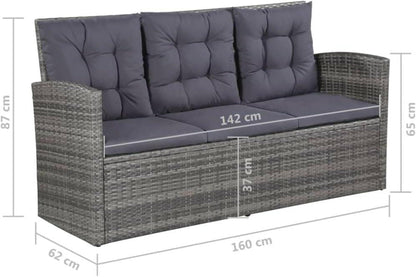 Gartensofa Poly Rattan Sitzgruppe Möbel Set mit Tisch und Kissen
