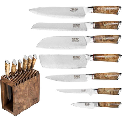 Profi Damast Kochmesser Set 8tlg. Küchenmesser-Set