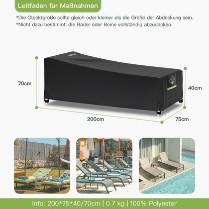 Wasserdichte Gartenliege Abdeckung für 3-6 Sonnenliegen