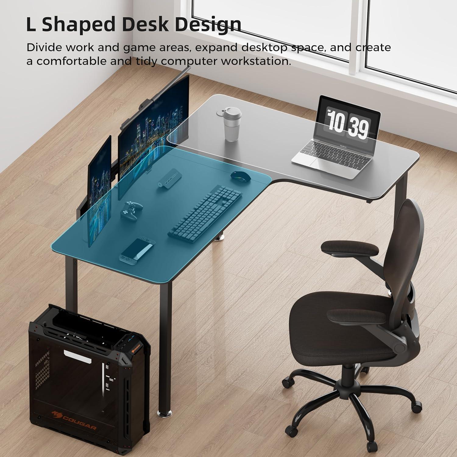 Eureka Ergonomic L-Form Eckschreibtisch 155x110cm Gaming PC Computertisch