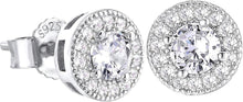 Iced Out Ohrstecker mit Zirkonia Steinen Blau Weiß 925 Silber