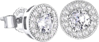 Iced Out Ohrstecker mit Zirkonia Steinen Blau Weiß 925 Silber