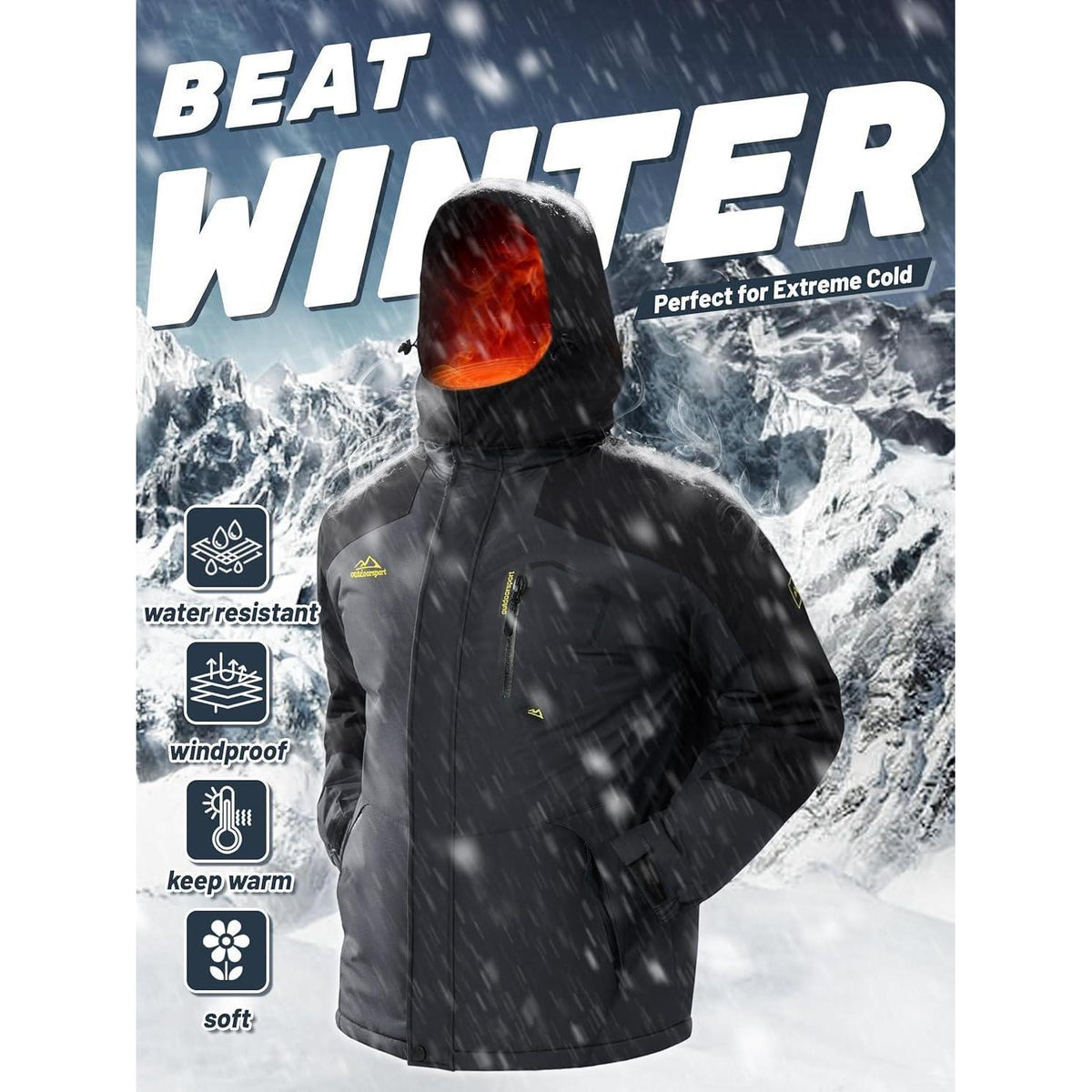 Herren Winterjacke wasserdicht & winddicht mit Fleece-Futter