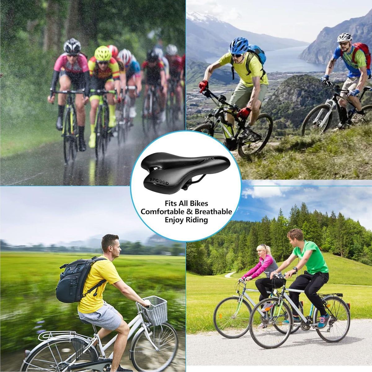 SPGOOD Fahrradsattel Gel Ergonomisch Wasserdicht 27 x 16cm