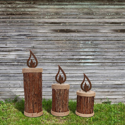 10x Rostige Flamme Edelrost Weihnachtsdeko Garten Kerze Advent 12x6cm