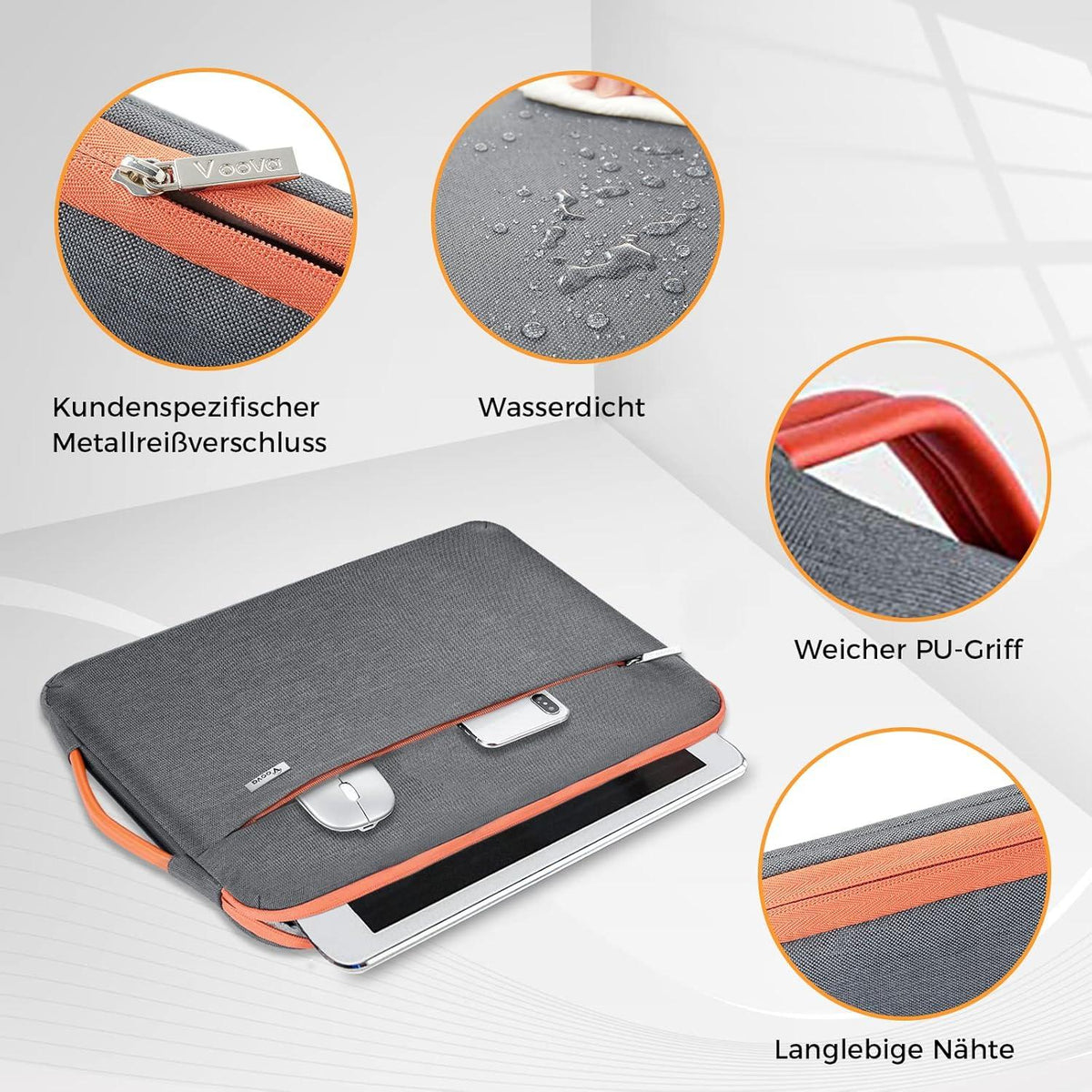 Voova Laptop Hülle 11.6-13.3 Zoll Laptoptasche iPad MacBook Air Pro M1 M2 2020 2022 Dunkelgrau