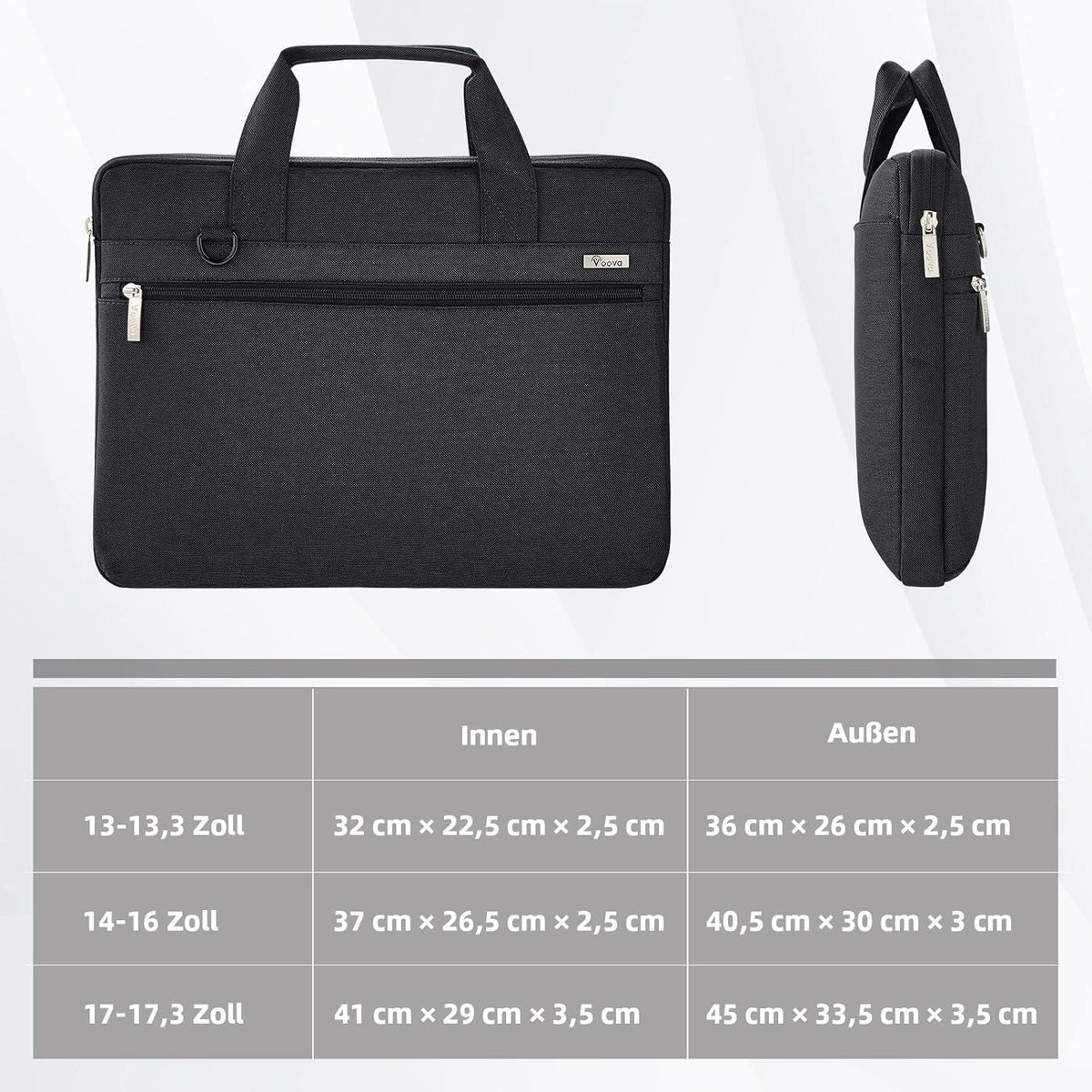 Schwarze Voova Laptoptasche 17,3 Zoll Wasserdichter 360° Schutz