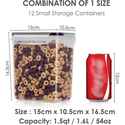 Vorratsdosen Set 1.6L Müsli Schüttdose 12 Etiketten Schwarz