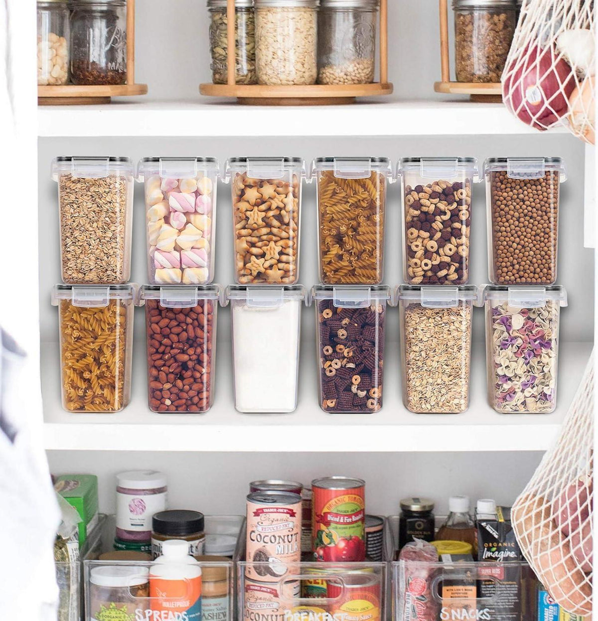 Vorratsdosen Set 1.6L Müsli Schüttdose Frischhaltedosen luftdicht 12 Etiketten
