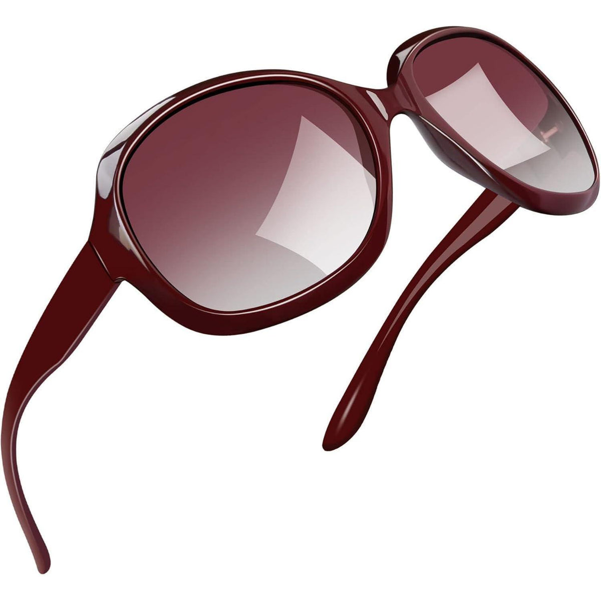 Übergroße Sonnenbrille Damen polarisiert UV400, Weinrot/Hellrot
