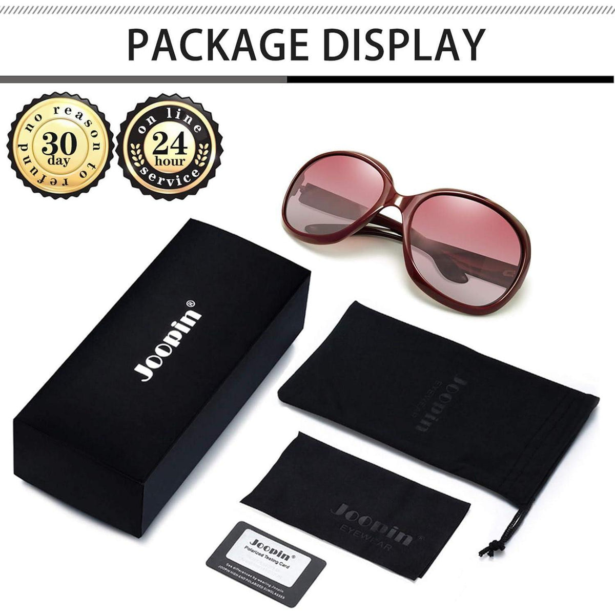 Übergroße Sonnenbrille Damen polarisiert UV400, Weinrot/Hellrot