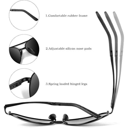 Polarisierte Sonnenbrille Herren Schwarz UV400 Vintage