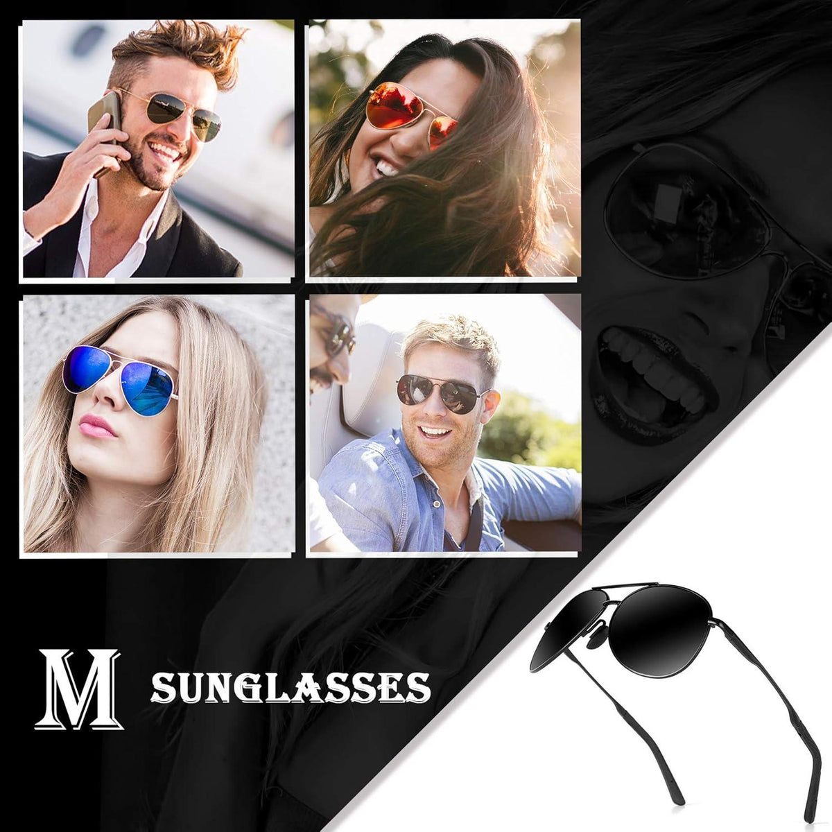Polarisierte Sonnenbrille UV400 Outdoor Schwarz Vintage Unisex