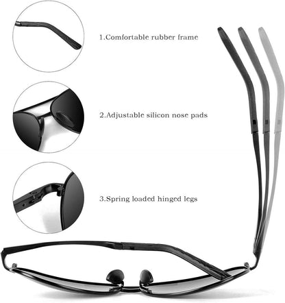MXNXEU Polarisierte Sonnenbrille Herren Schwarz UV400 Vintage Unisex
