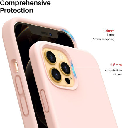 ORNARTO iPhone 12 Pro Max Silikon Hülle Stoßfeste Schutzhülle-Rosa