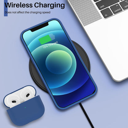 Silikon Case Hülle iPhone 12 Pro 6,1 Blau Ultra Dünn Voller Schutz