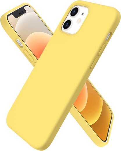 iPhone 12 12 Pro 6,1 Silikon Case Hülle Flüssig Zitronengelb Schutz