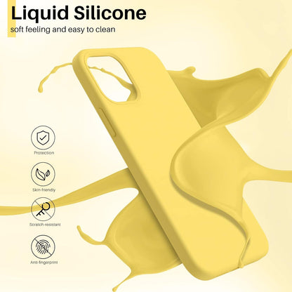 iPhone 12 12 Pro 6,1 Silikon Case Hülle Flüssig Zitronengelb Schutz