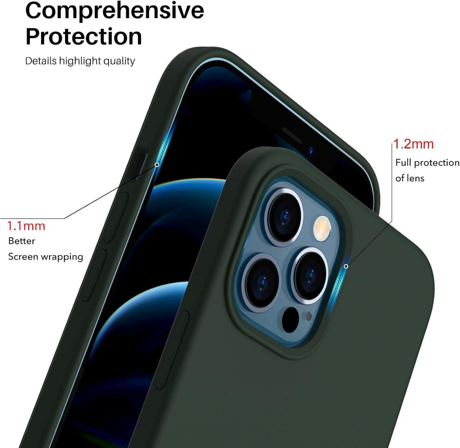 ORNARTO iPhone 12 Pro Max 6,7 Silikon Case Ultra Dünn Flüssig Grünes Zypern