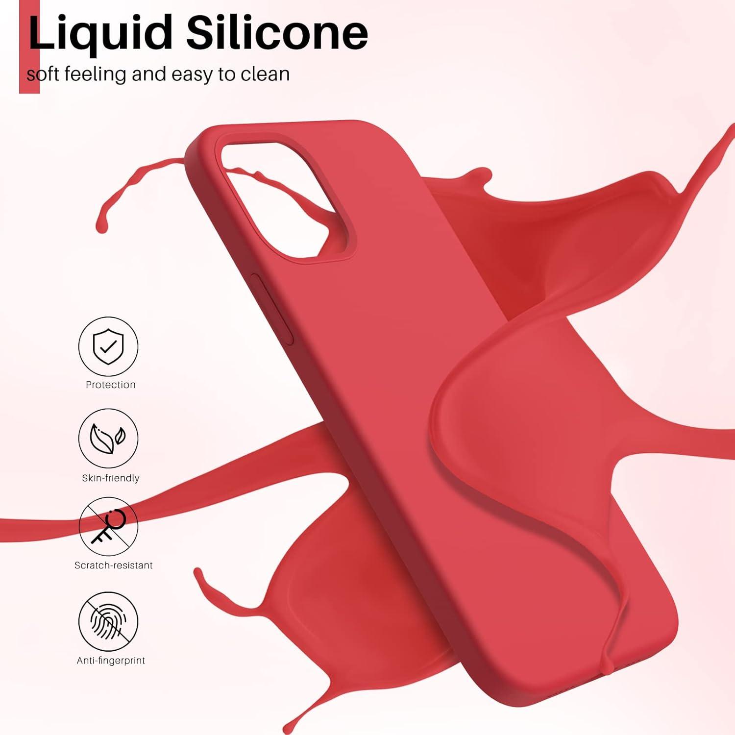 iPhone 12 Pro Silikon Case Hülle Flüssig Schutz 6,1 Zoll Rot
