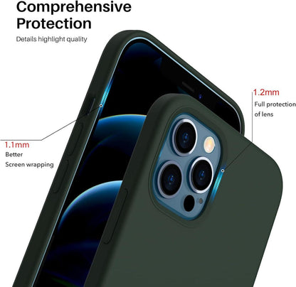 ORNARTO iPhone 12 Pro 6,1 Silikon Case Schutz Hülle Flüssig Silikon Zyperngrün