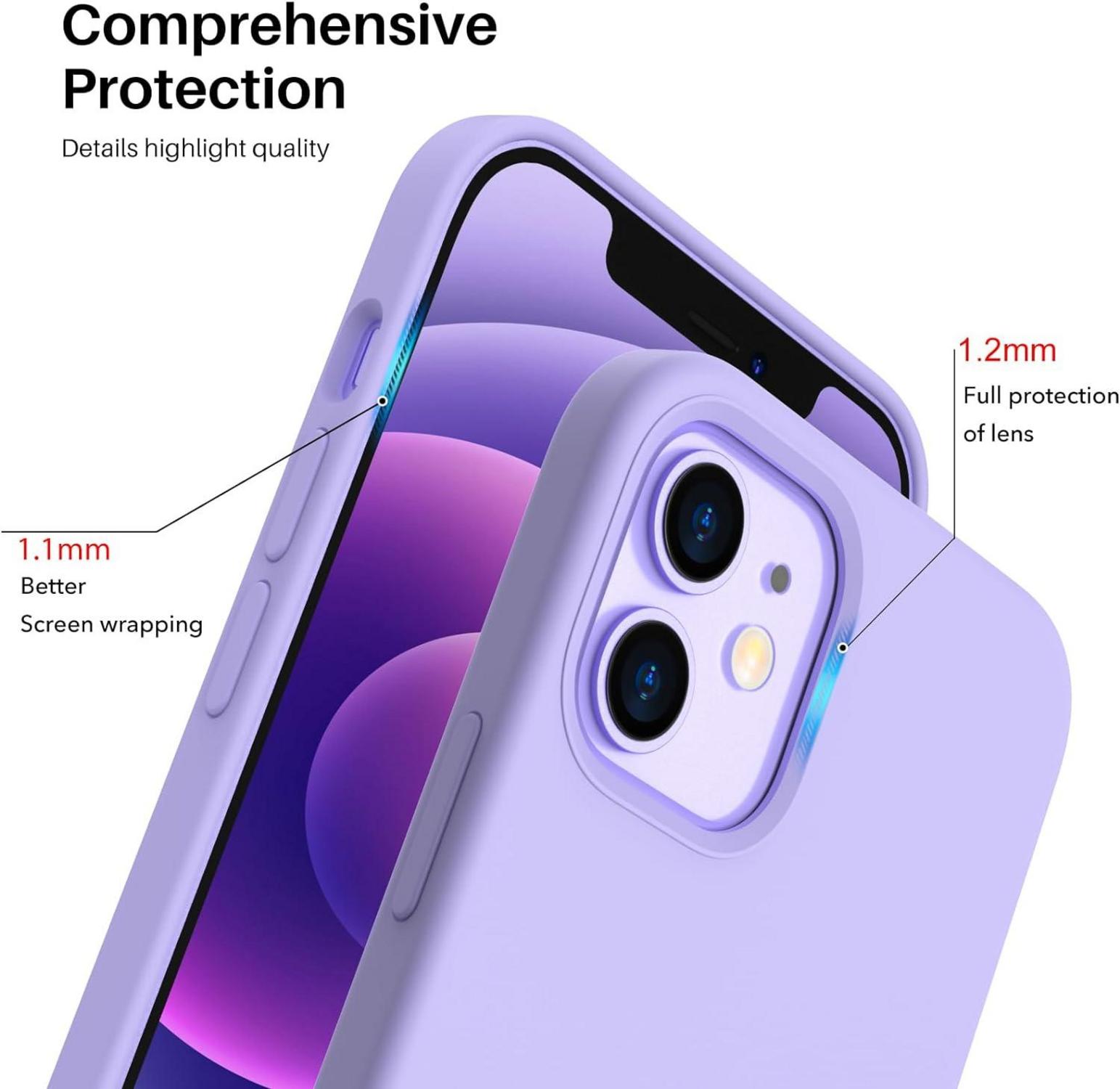 ORNARTO iPhone 12 Mini 5,4 Silikon Case Hülle Flüssig Handyhülle Lila