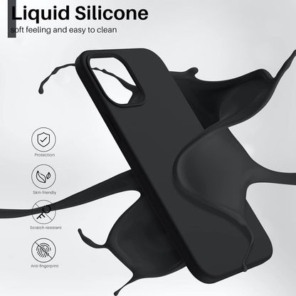 ORNARTO iPhone 12 Pro Max 6,7 Silikon Case Flüssig Schwarz