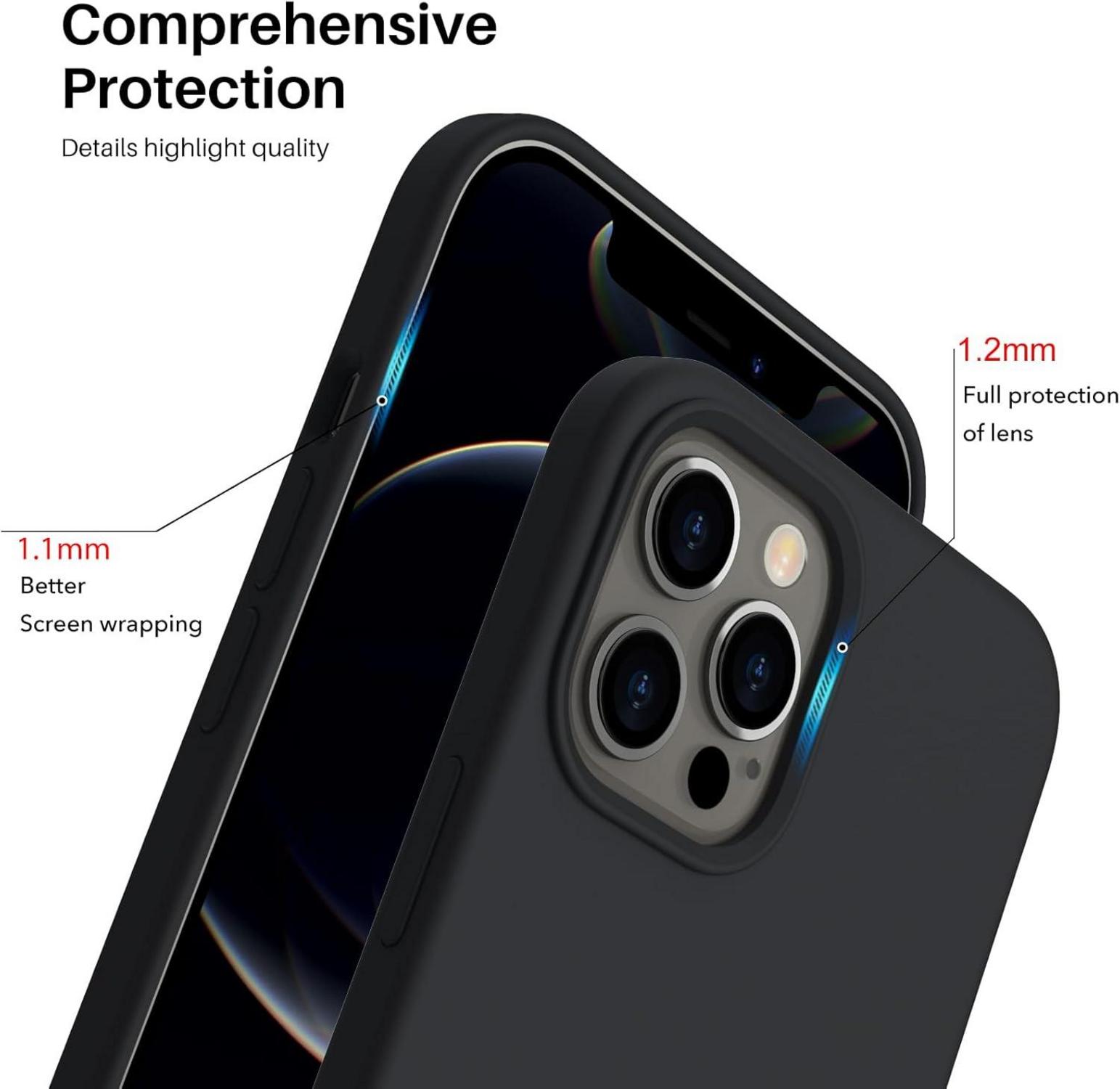 iPhone 12 Pro Max 6,7 Silikon Case Hülle Ultra Dünn Voller Schutz Flüssig Schwarz
